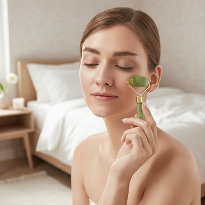 Gua sha sur le visage avec dans une petite chambre 