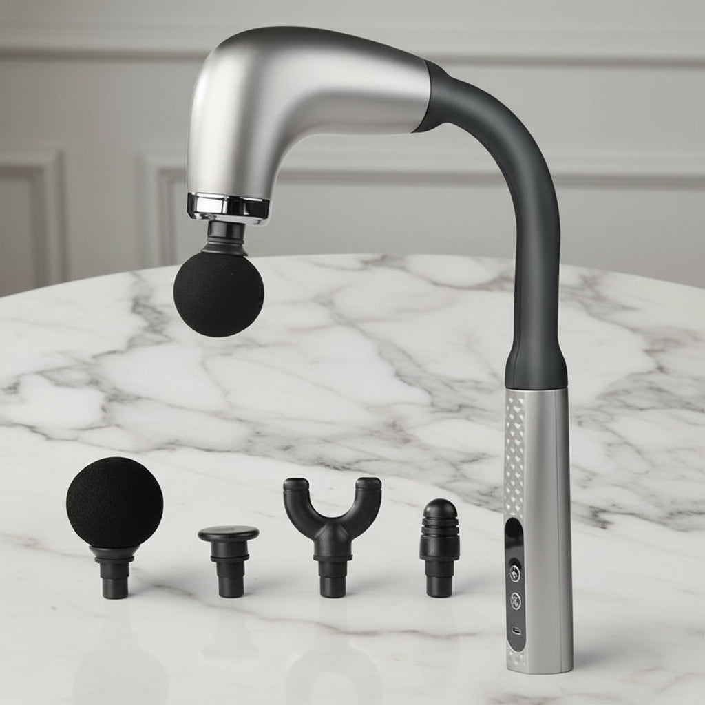 pistolet de massage sur table de marbre