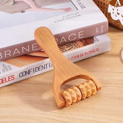 rouleau de massage en bois avec pointe 2 livres fond brun