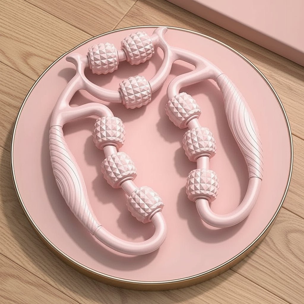 rouleaux de massage sur plancher de bois