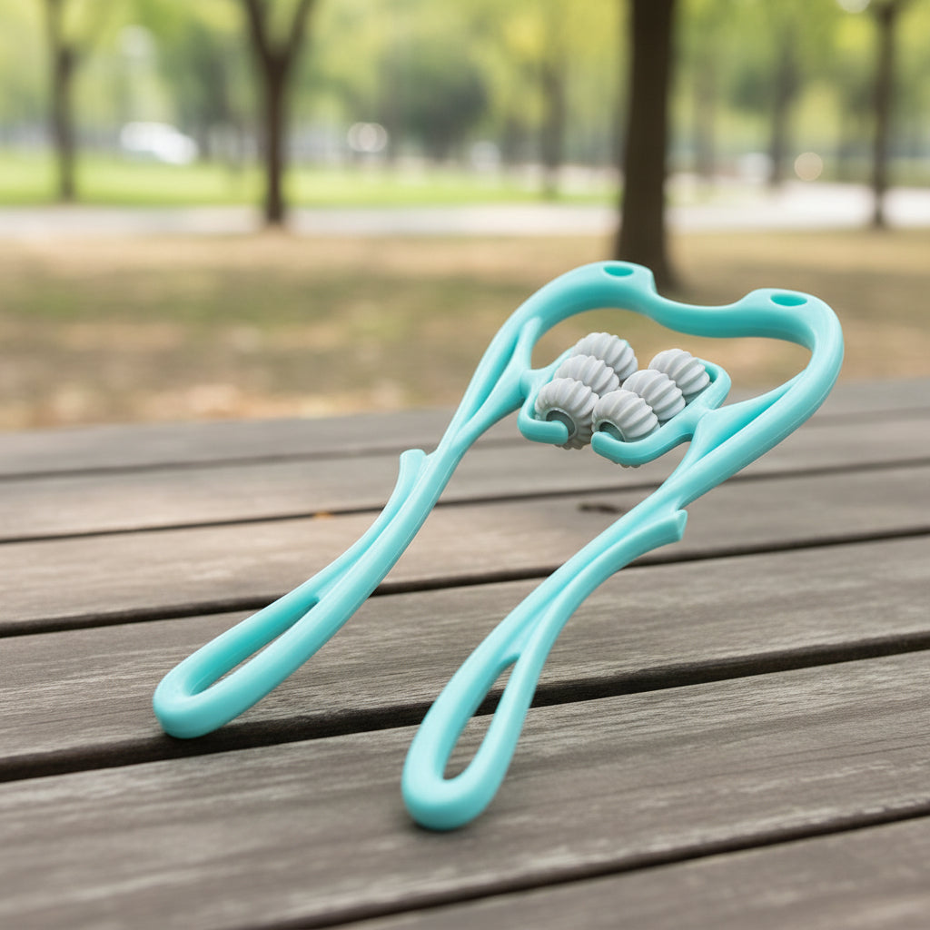 rouleaux de massage bleu sur une table de parc