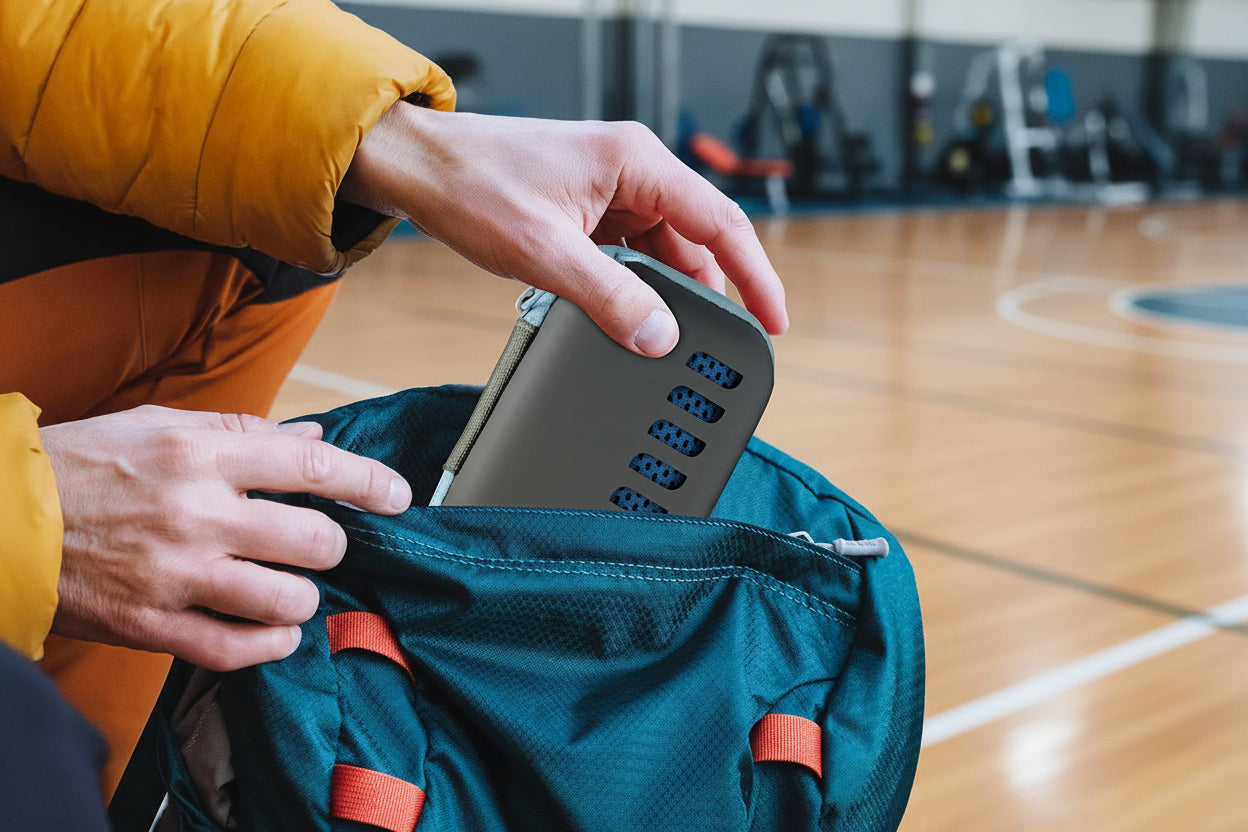 serviette de sport dans dans un étui dans un gymnase